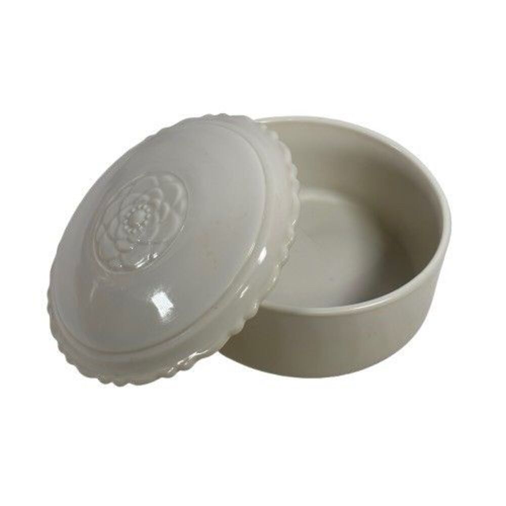 Fire King Vitrock White Milk Glass Powder Puff Jar Jewelry Vanity Trinket Box